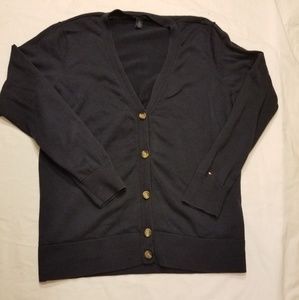 TOMMY HILFIGER Women Navy Blue Button Up V neck